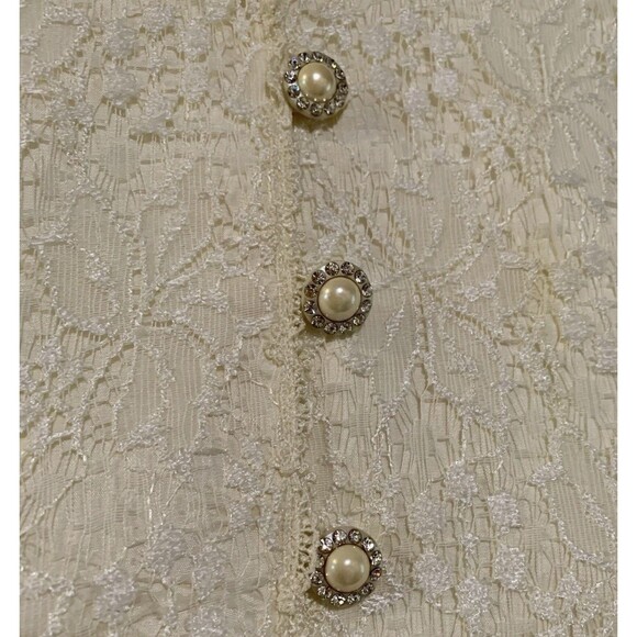 In The Mood 80s Vintage Ivory Pearl Button Lace Skirt Blazer Set Women Size 12 - Picture 4 of 12